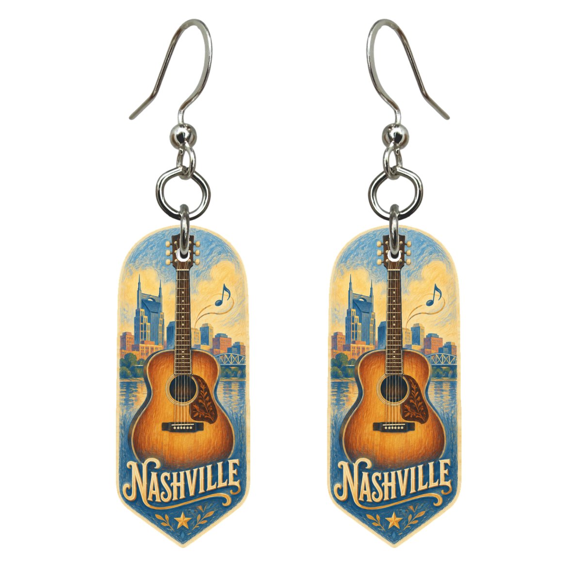 She's Choosing Nashville Earrings | Colored Pencil over Gouache | S352
