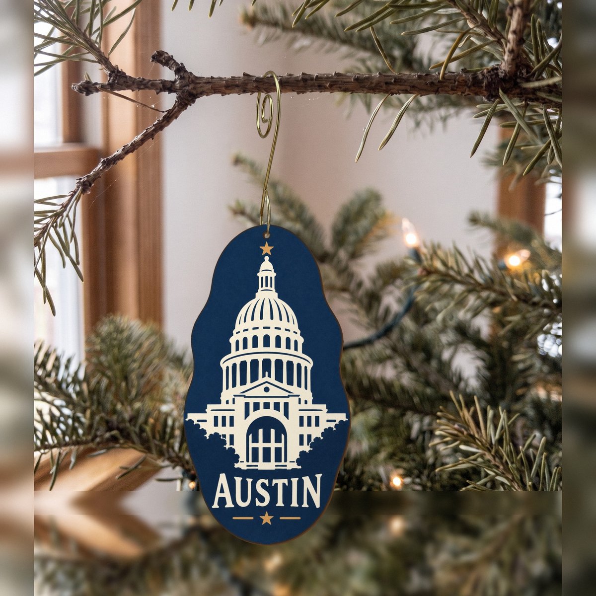 She's Choosing Austin Ornament | Negative-Space Silhouette | S353-O