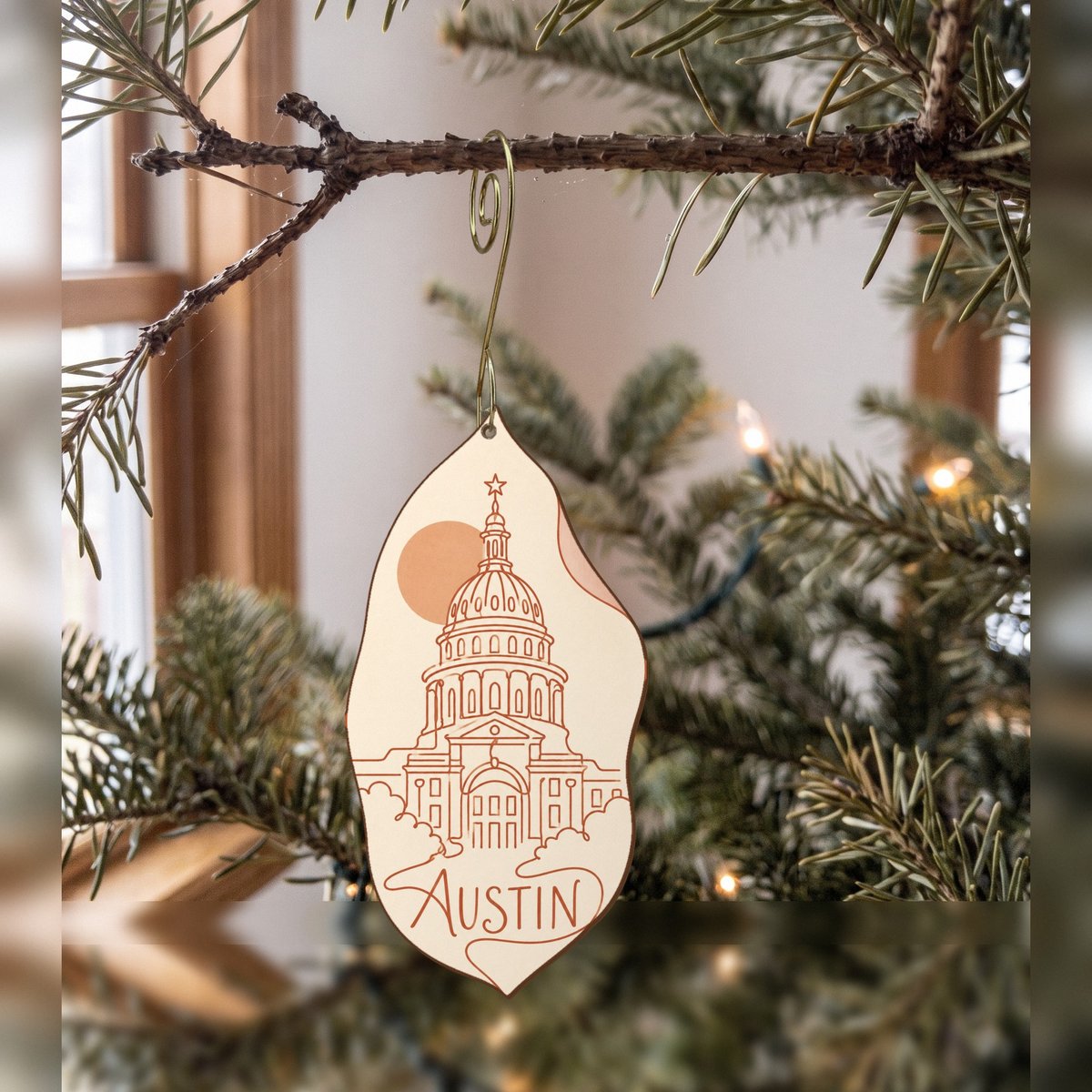 She's Choosing Austin Ornament | Continuous-Line Drawing | S354-O