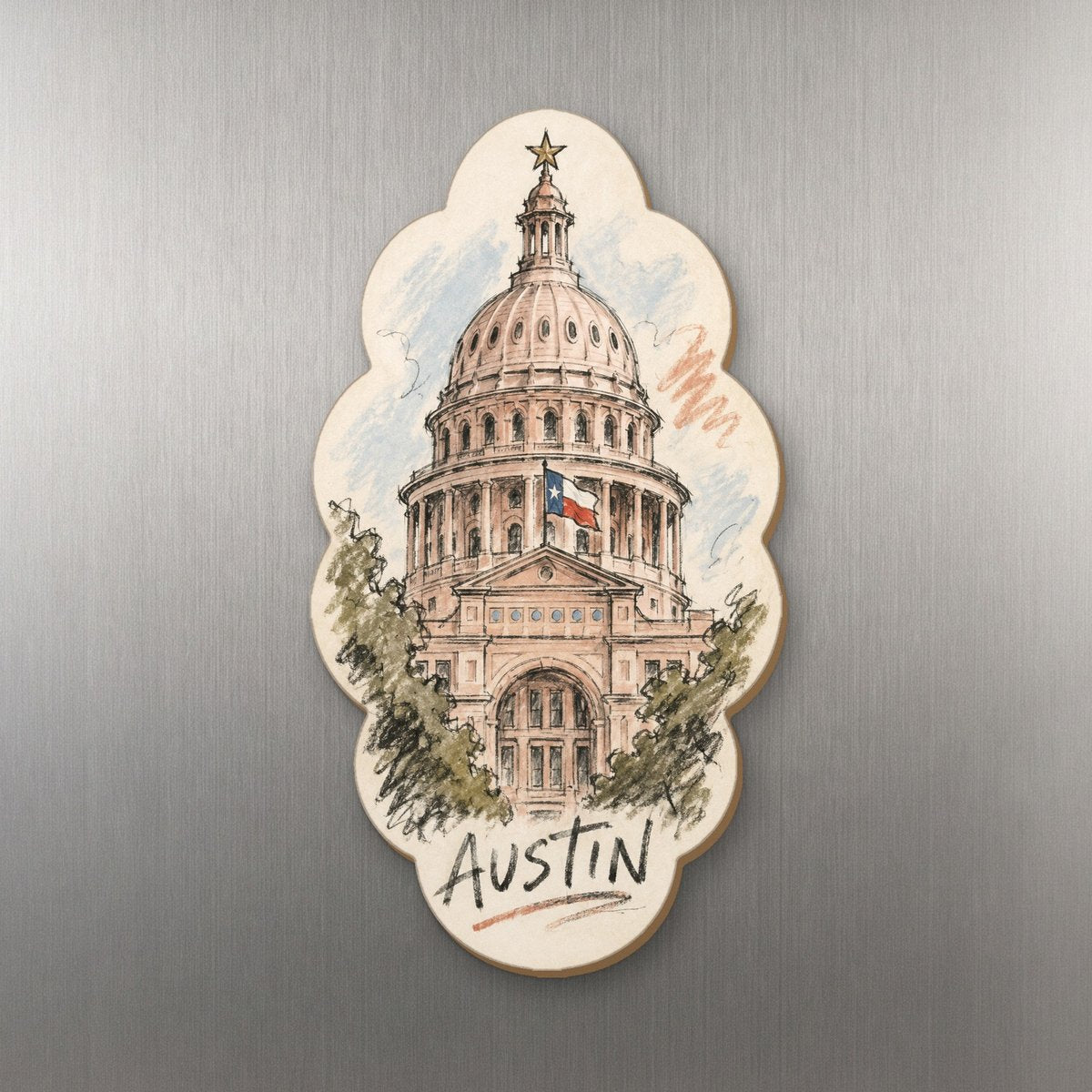 She's Choosing Austin Magnet | Loose Contour Sketch | S355-M