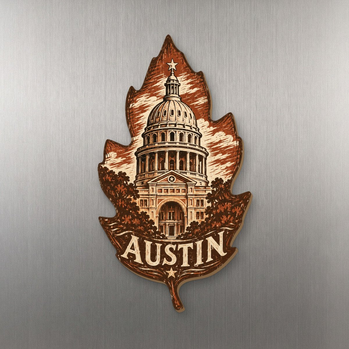 She's Choosing Austin Magnet | Woodcut | S358-M