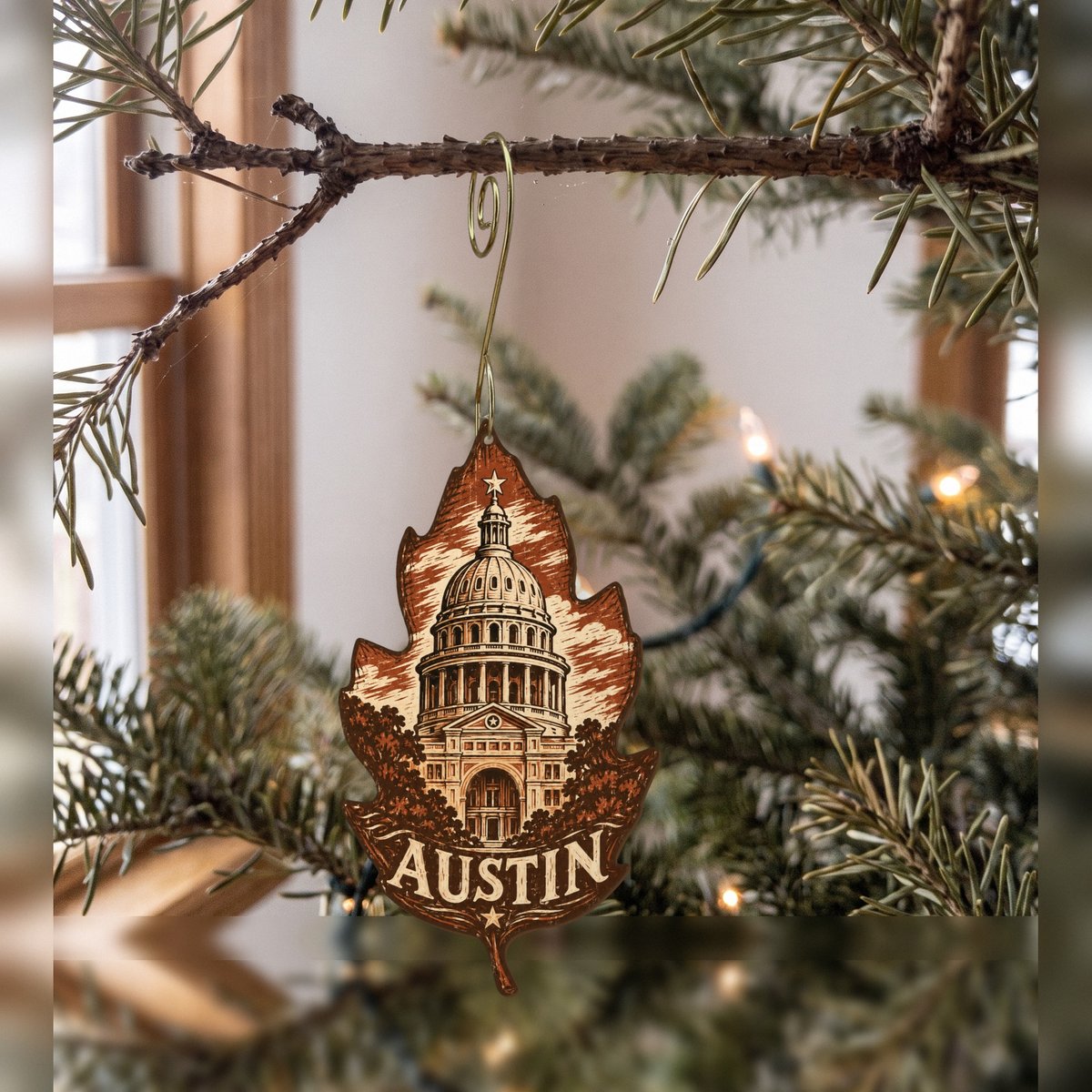 She's Choosing Austin Ornament | Woodcut | S358-O
