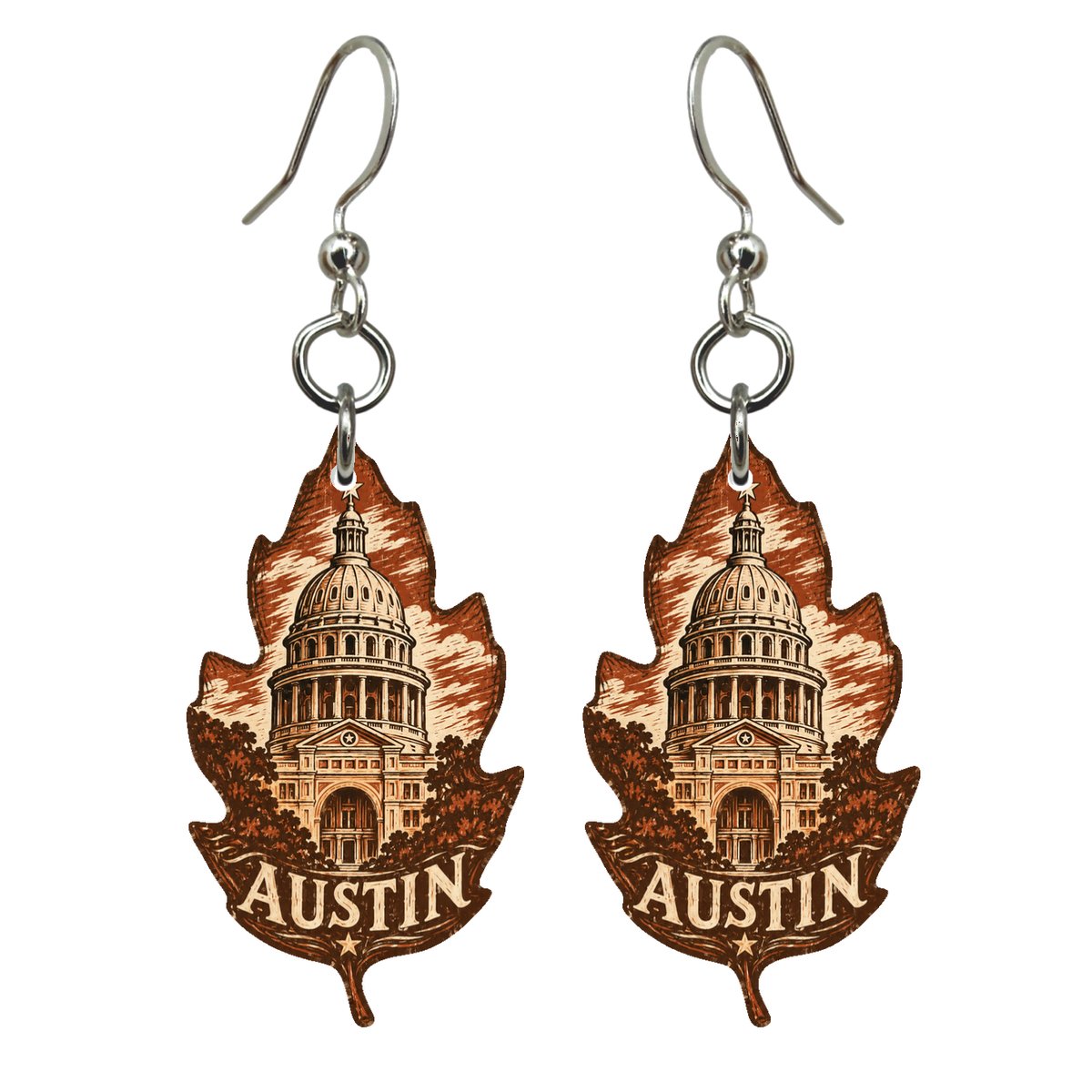 She's Choosing Austin Earrings | Woodcut | S358