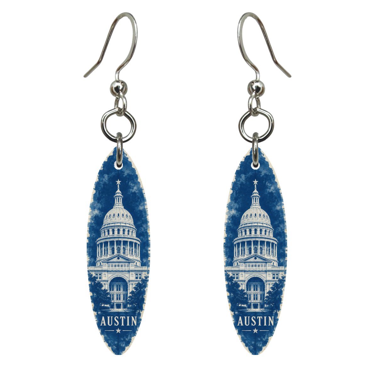 She's Choosing Austin Earrings | Cyanotype-Inspired | S359