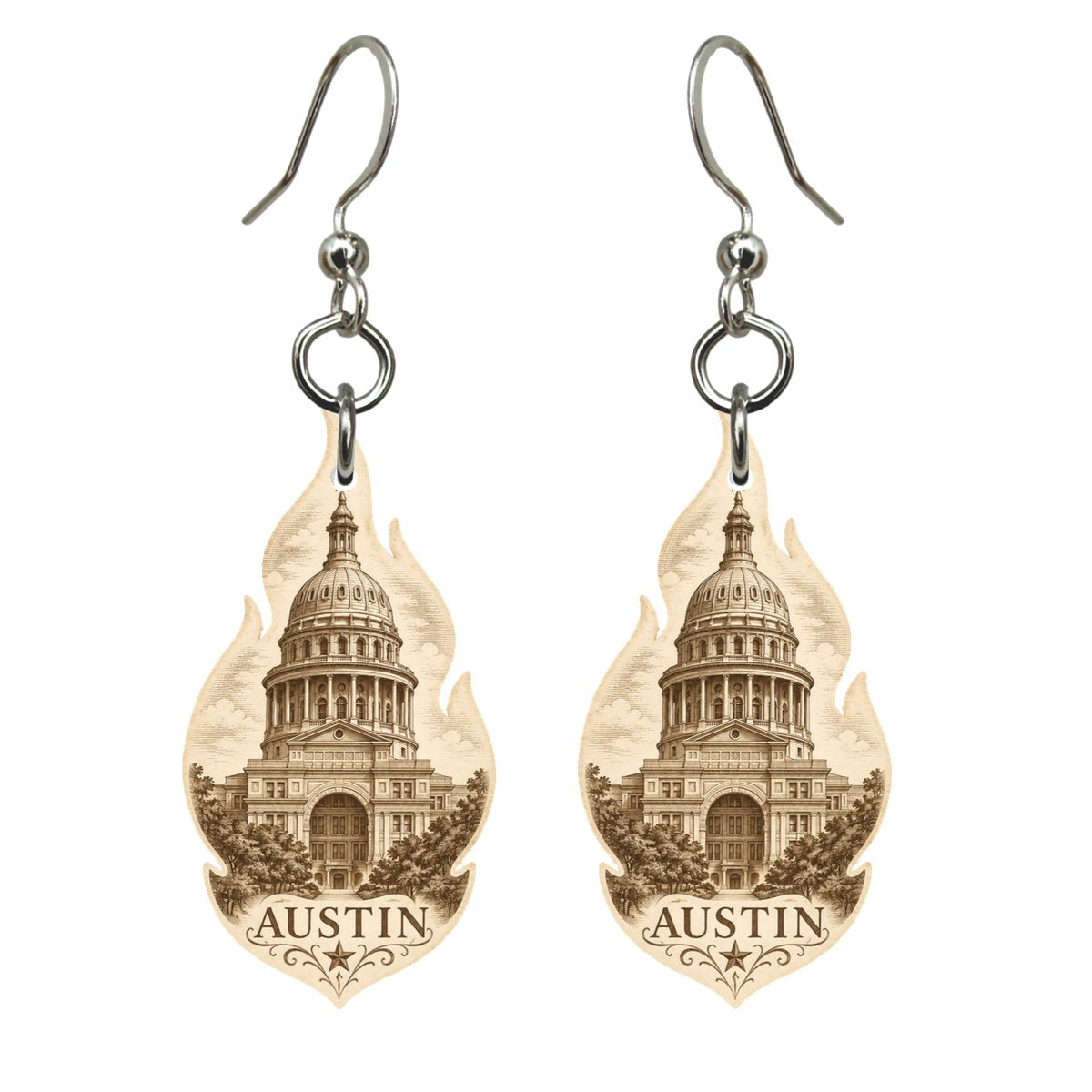 She's Choosing Austin Earrings | Etching-Inspired Linework | S360