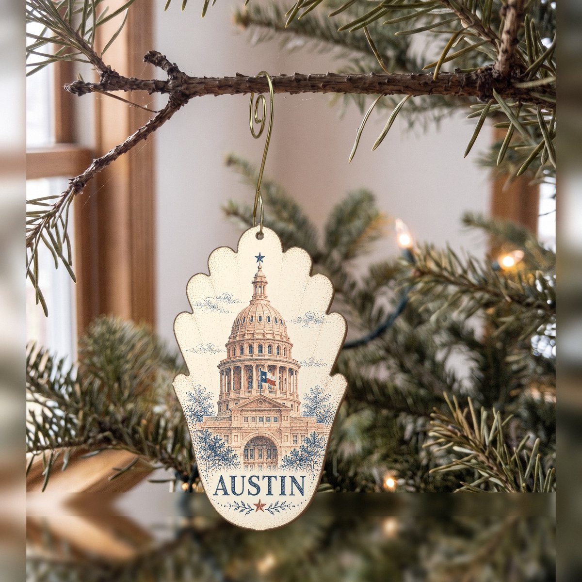 She's Choosing Austin Ornament | Sparse Pointillism | S361-O