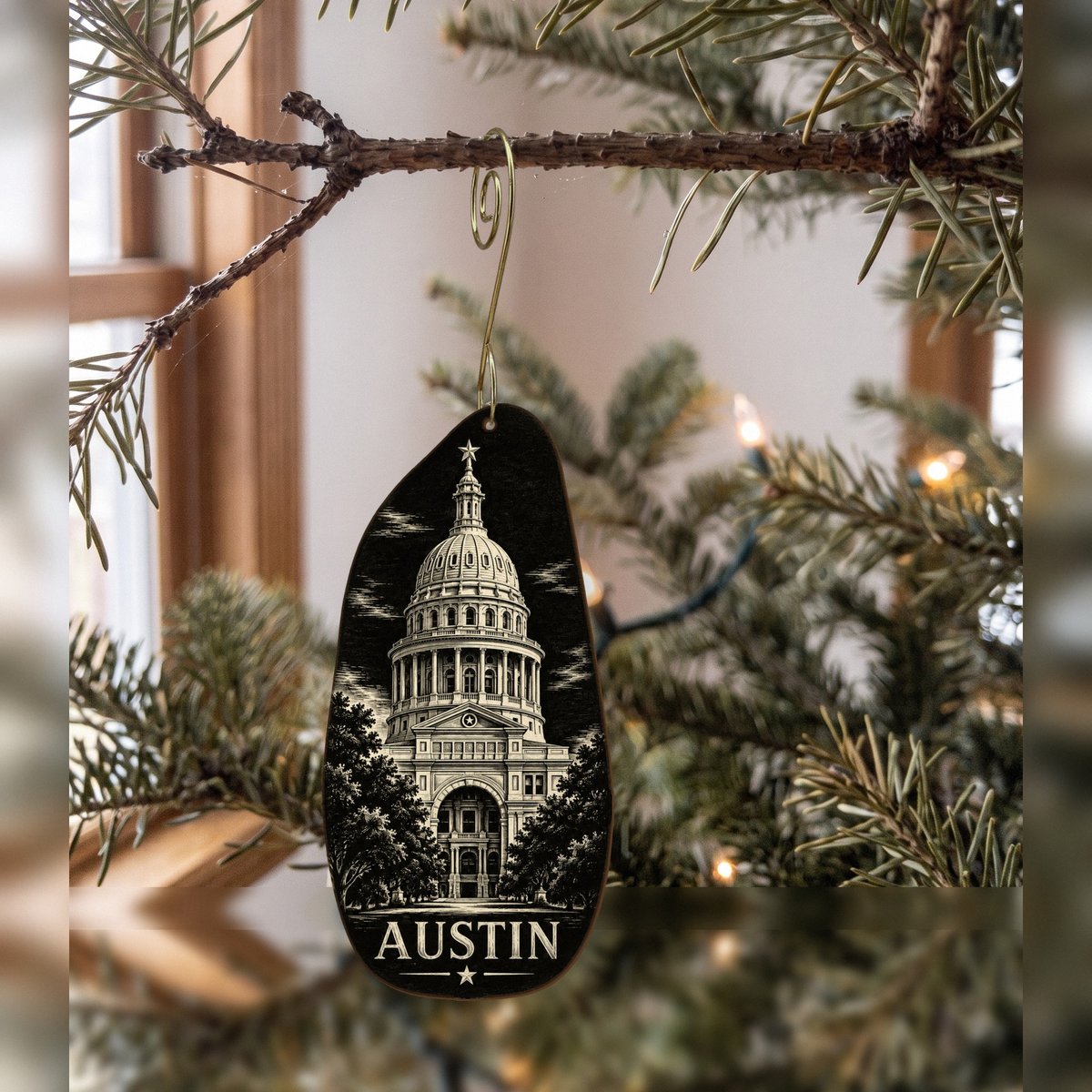 She's Choosing Austin Ornament | Scratchboard | S362-O