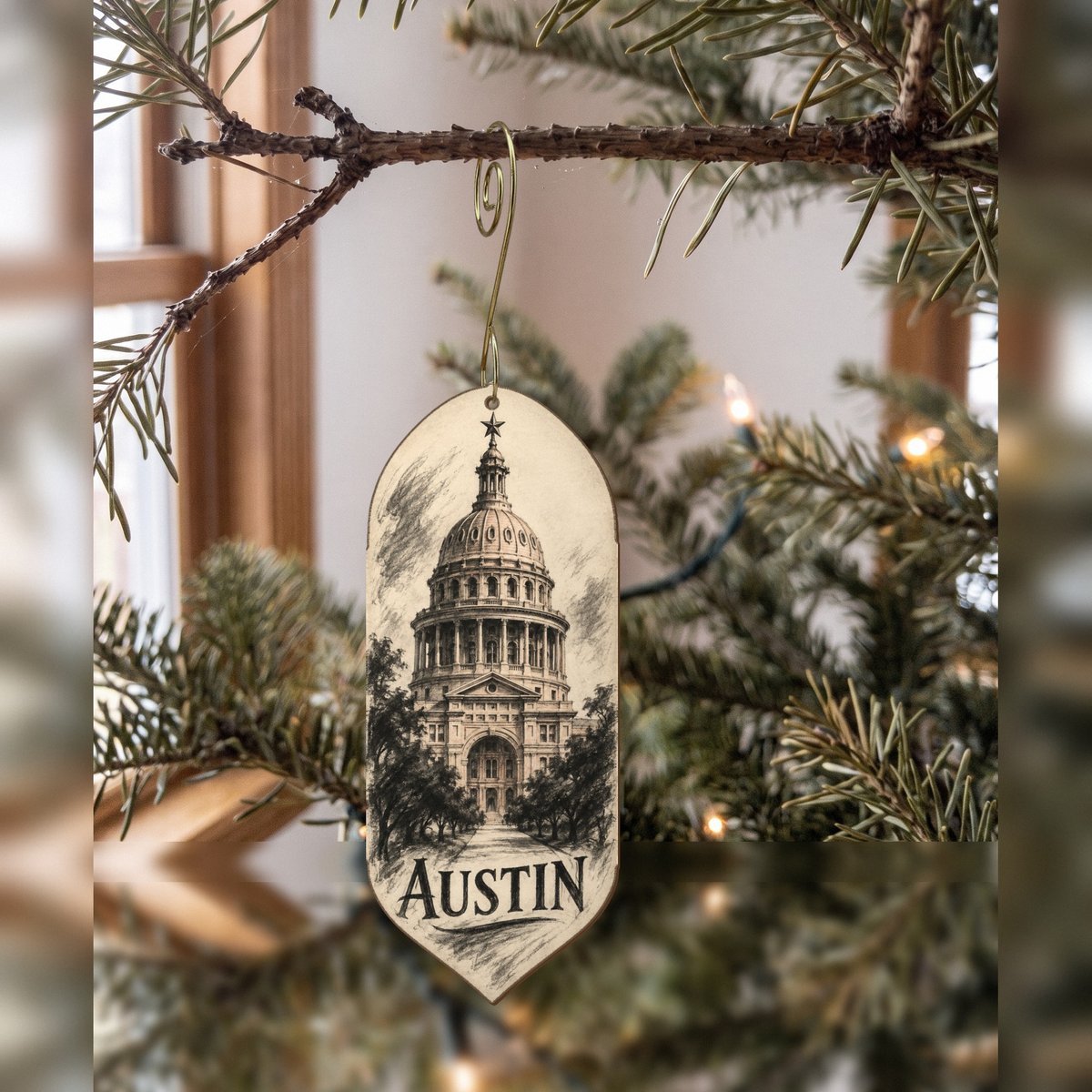 She's Choosing Austin Ornament | Charcoal Gesture | S363-O