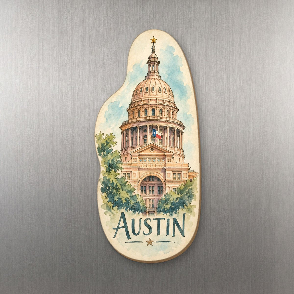 She's Choosing Austin Magnet | Pen and Watercolor Wash | S365-M