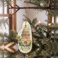 She's Choosing Austin Ornament | Pen and Watercolor Wash | S365-O