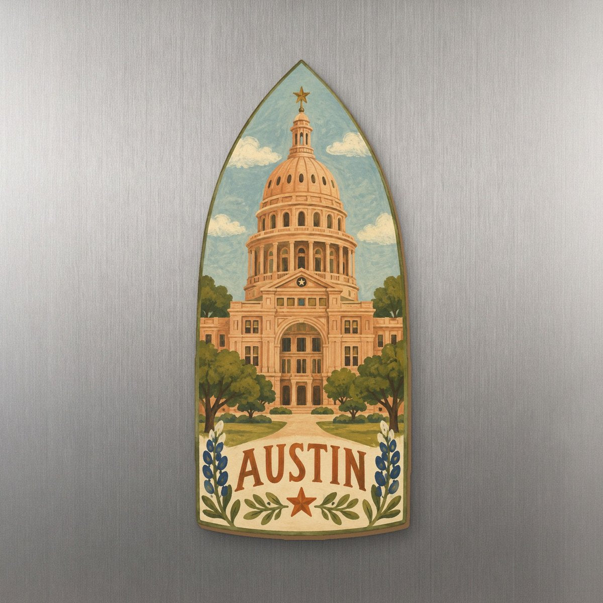 She's Choosing Austin Magnet | Naive Folk Painting | S366-M
