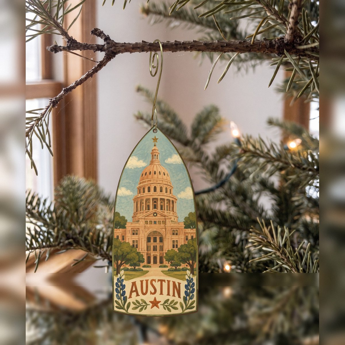 She's Choosing Austin Ornament | Naive Folk Painting | S366-O