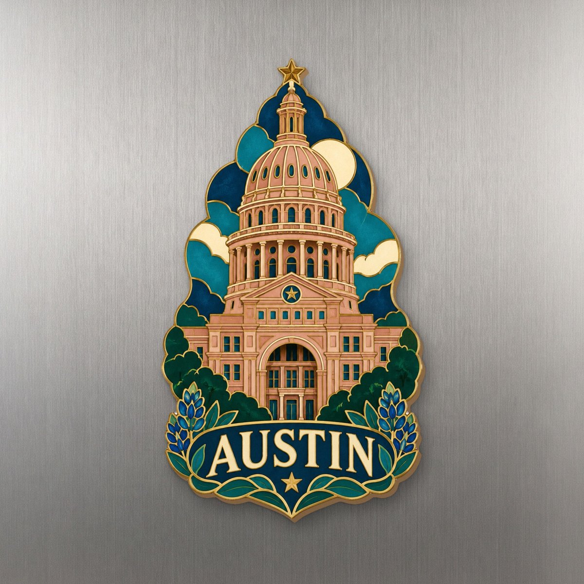 She's Choosing Austin Magnet | Cloisonné-Inspired Graphic | S368-M
