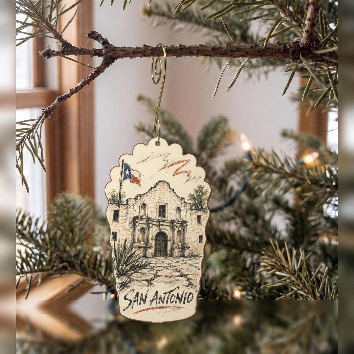 She's Choosing San Antonio Ornament | Loose Contour Sketch | S373-O