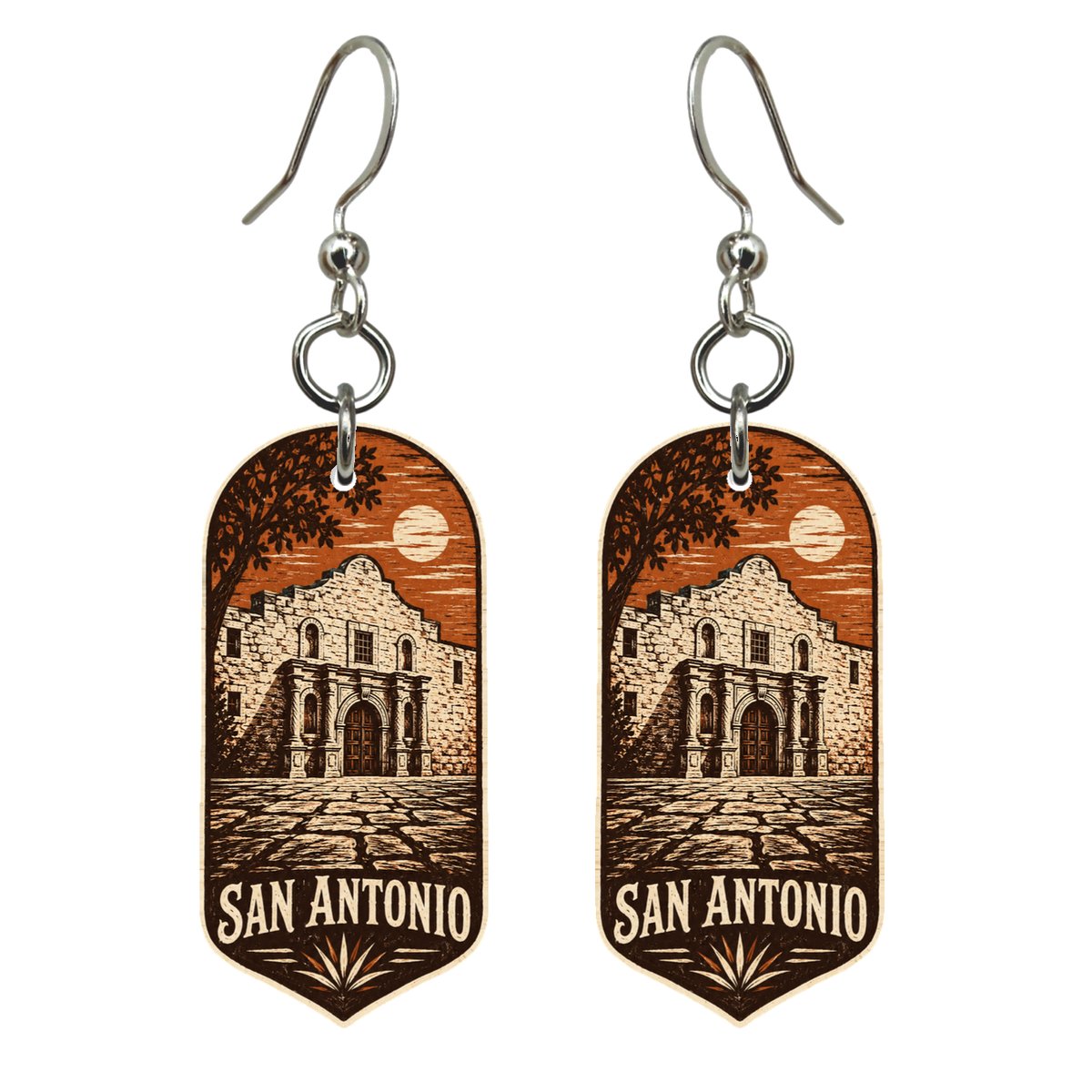 She's Choosing San Antonio Earrings | Woodcut | S376