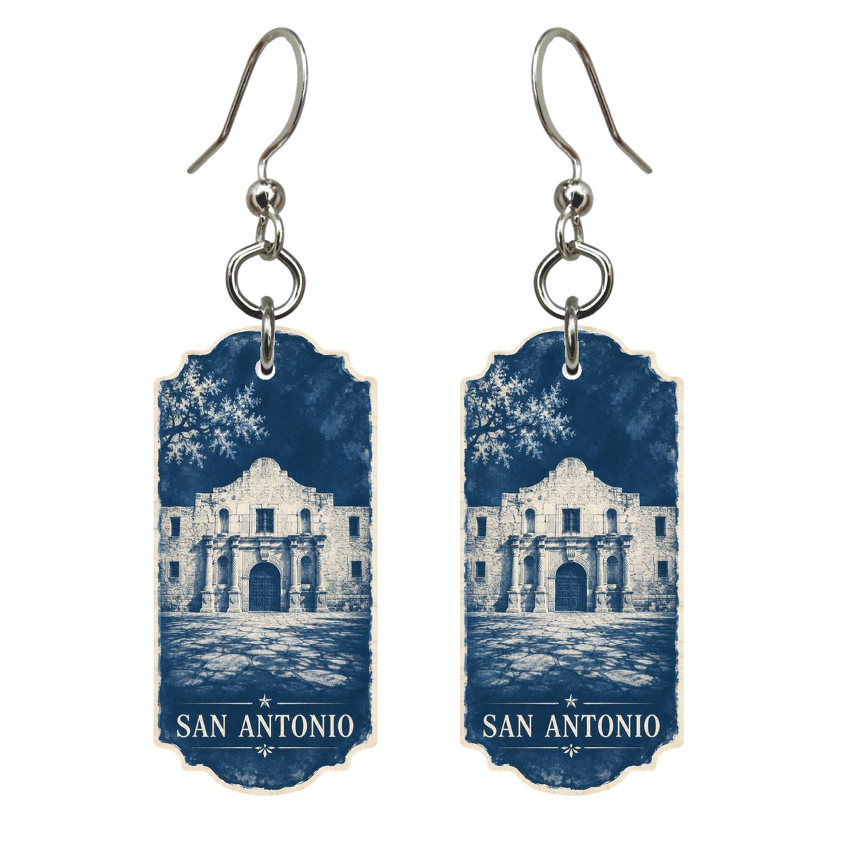 She's Choosing San Antonio Earrings | Cyanotype-Inspired | S377