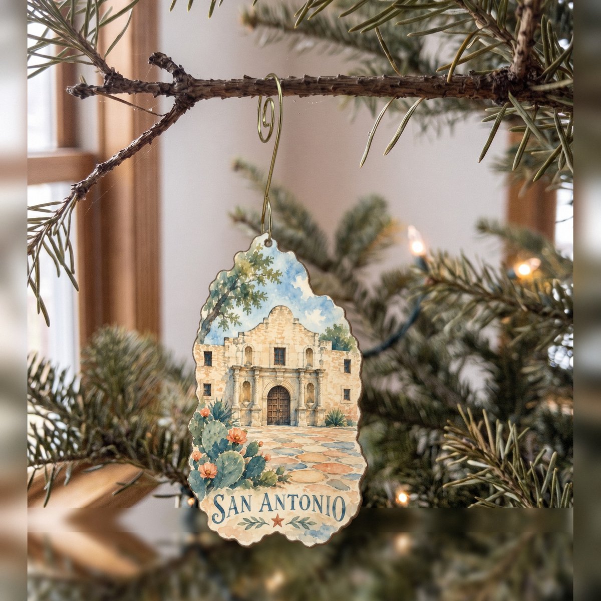 She's Choosing San Antonio Ornament | Restrained Watercolor | S382-O