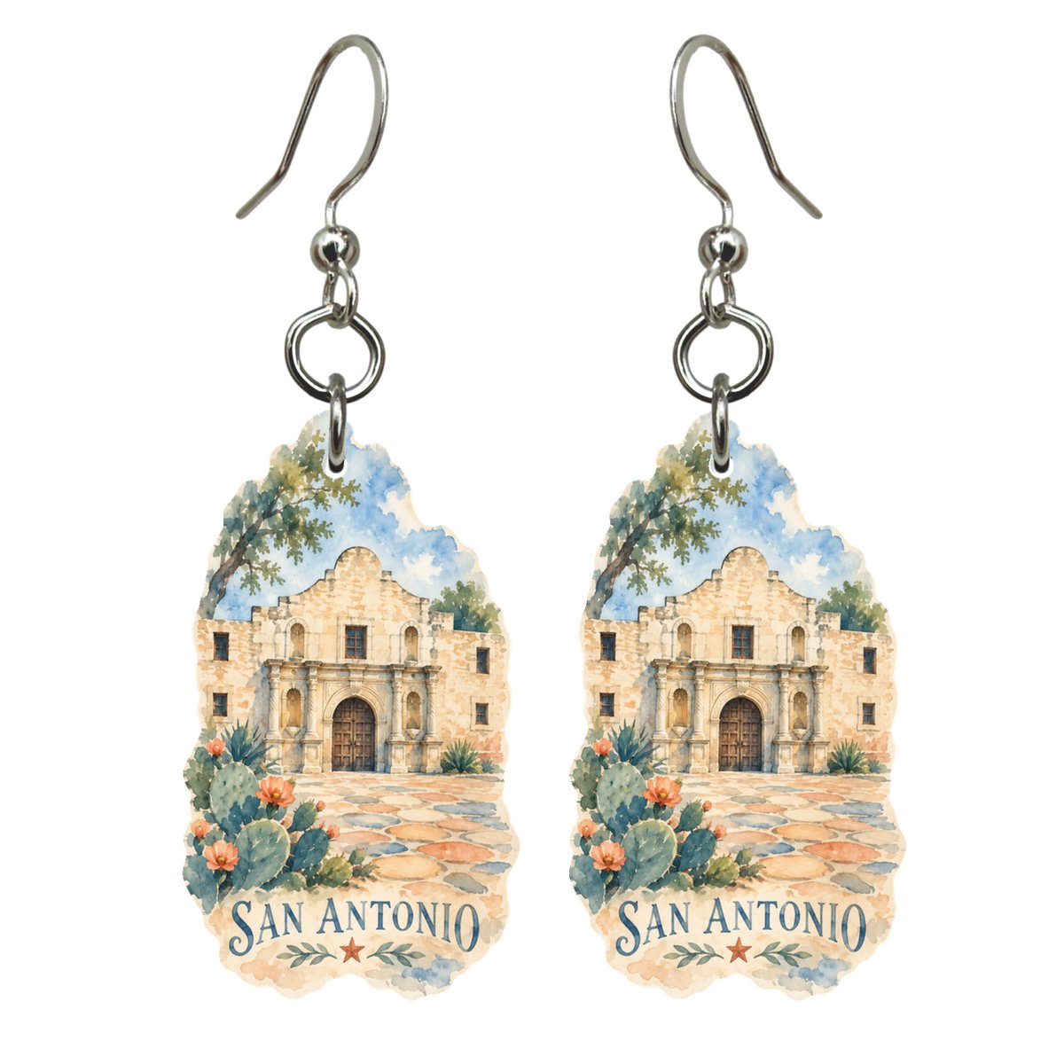She's Choosing San Antonio Earrings | Restrained Watercolor | S382