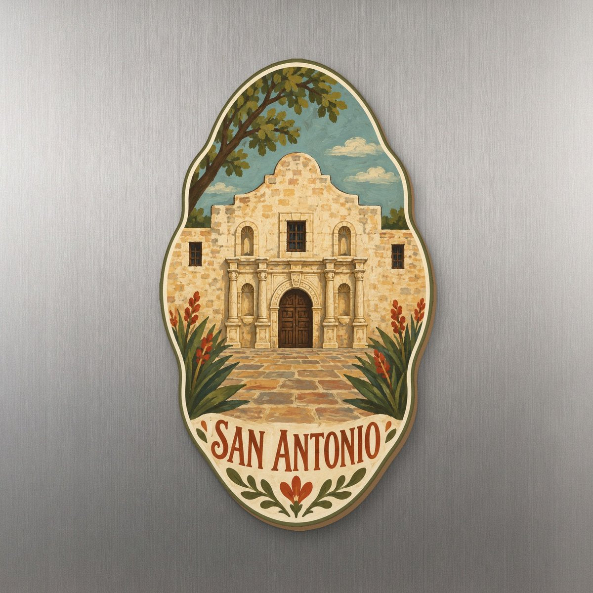 She's Choosing San Antonio Magnet | Naive Folk Painting | S384-M