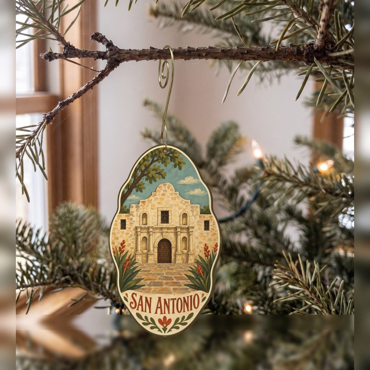 She's Choosing San Antonio Ornament | Naive Folk Painting | S384-O