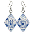 She's Choosing San Antonio Earrings | Blue-And-White Ceramic Illustration | S385