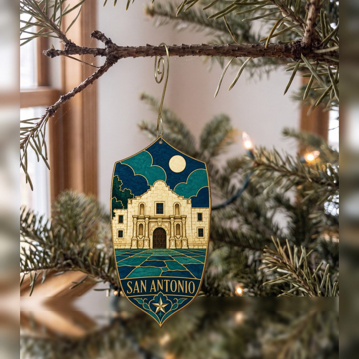 She's Choosing San Antonio Ornament | Cloisonné-Inspired Graphic | S386-O