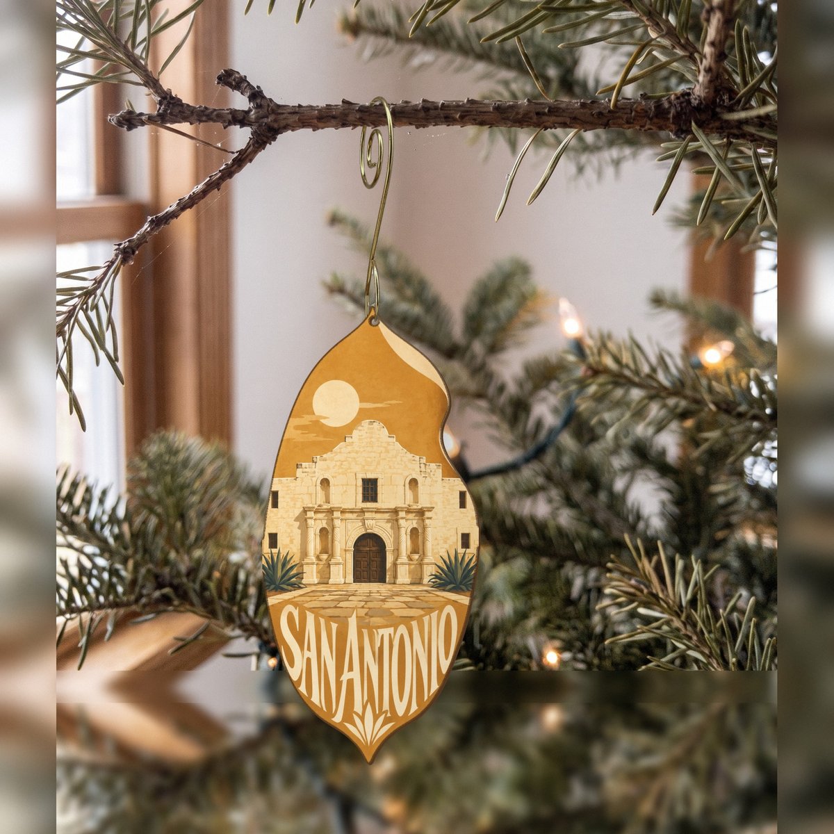 She's Choosing San Antonio Ornament | Typographic Illustration | S387-O