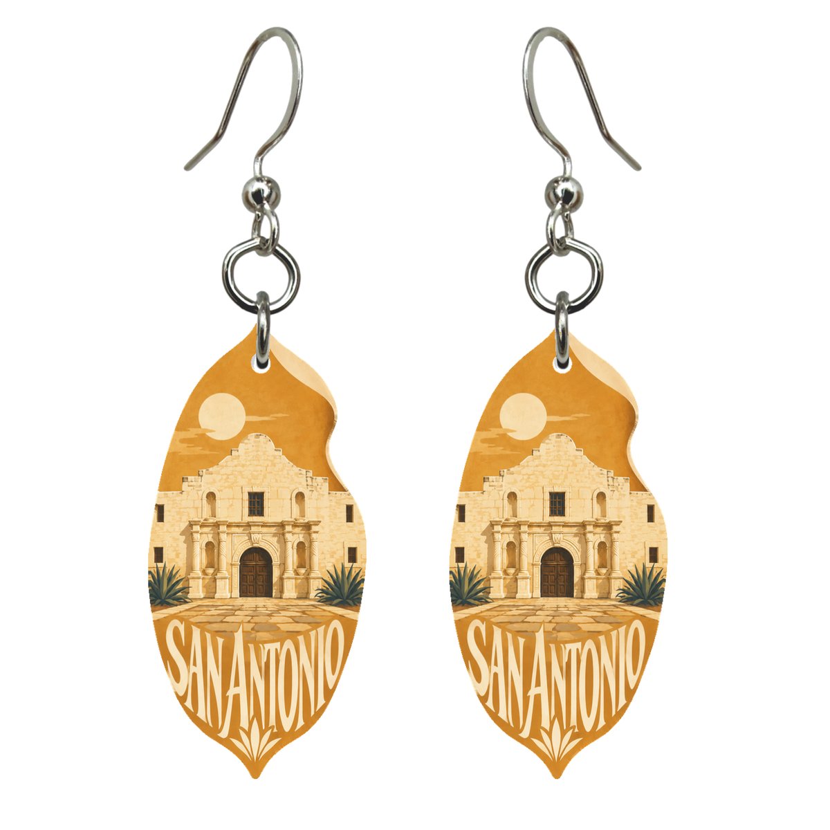 She's Choosing San Antonio Earrings | Typographic Illustration | S387