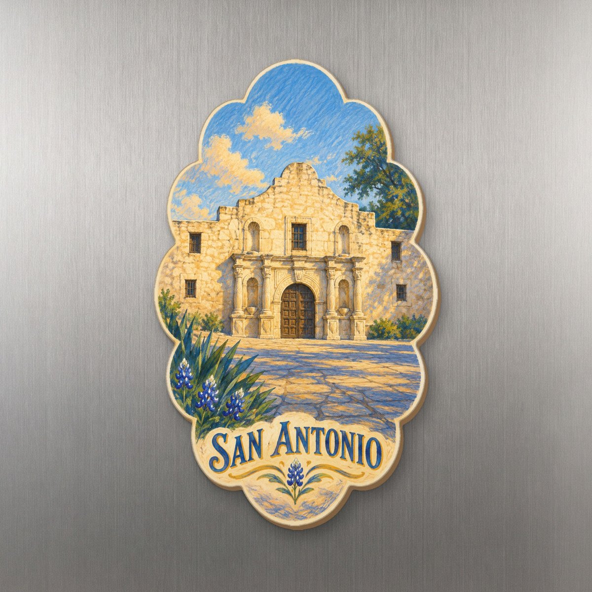 She's Choosing San Antonio Magnet | Colored Pencil over Gouache | S388-M