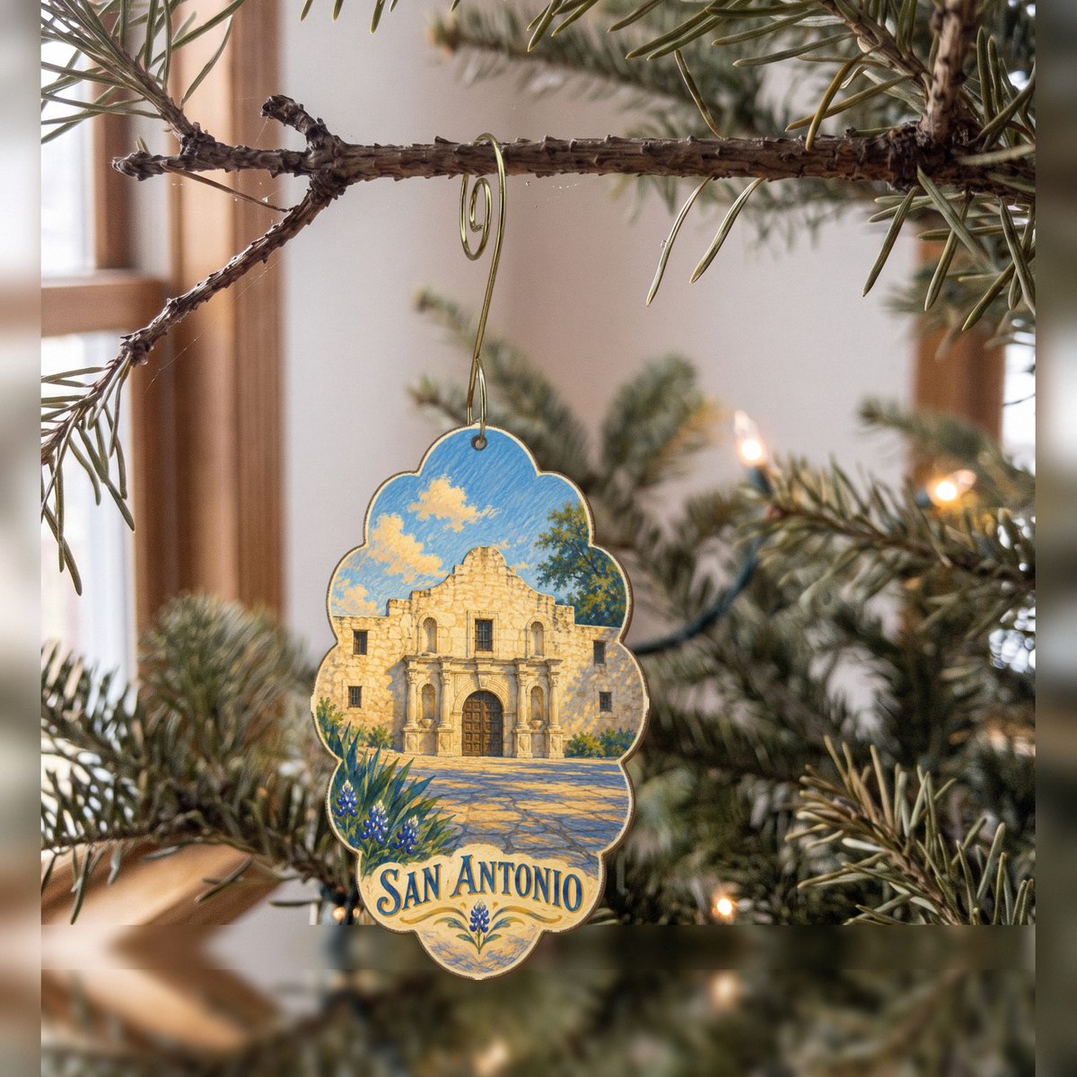 She's Choosing San Antonio Ornament | Colored Pencil over Gouache | S388-O