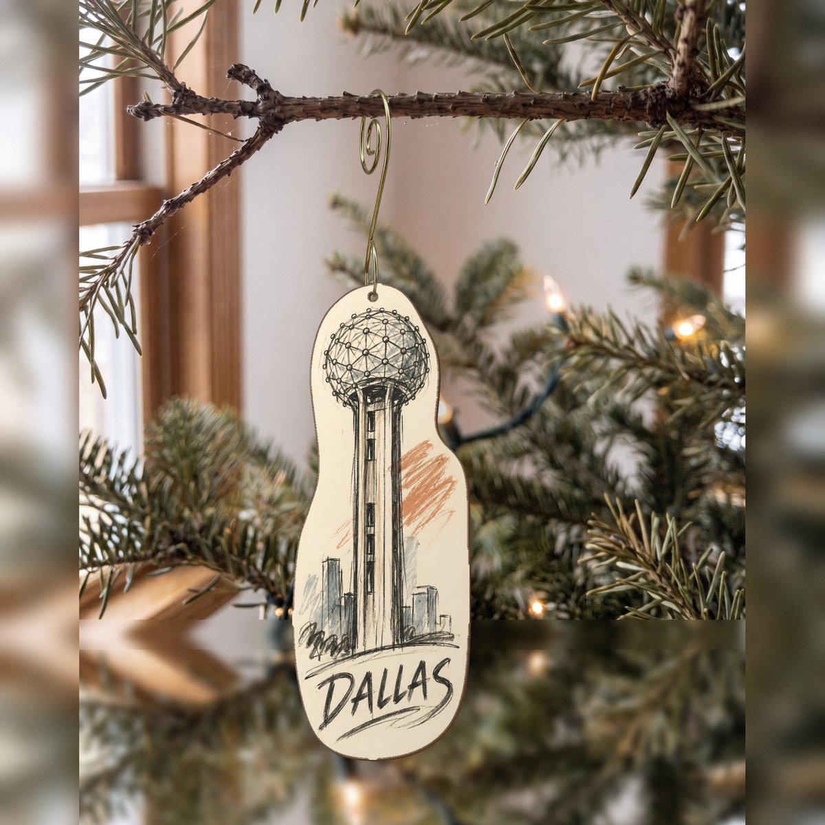 She's Choosing Dallas Ornament | Loose Contour Sketch | S391-O