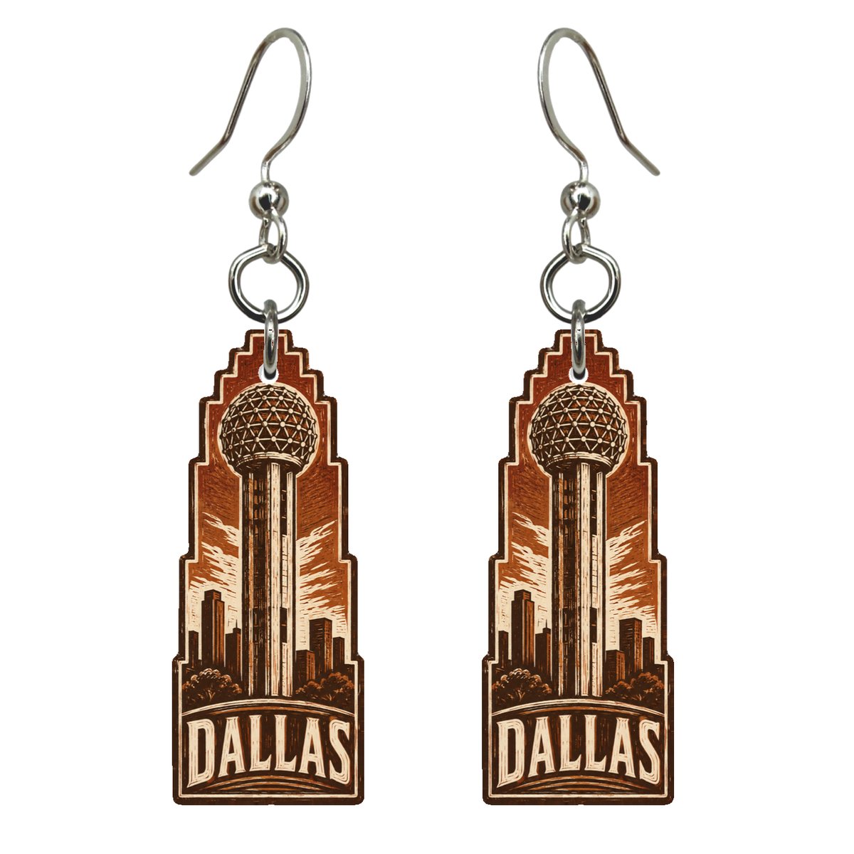She's Choosing Dallas Earrings | Woodcut | S394
