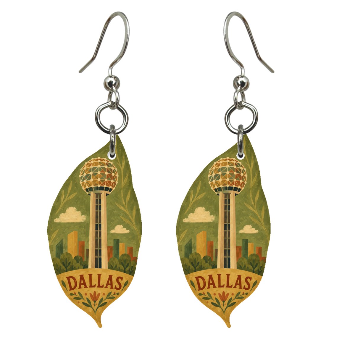 She's Choosing Dallas Earrings | Naive Folk Painting | S402