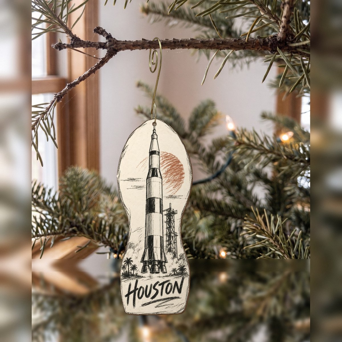 She's Choosing Houston Ornament | Loose Contour Sketch | S409-O