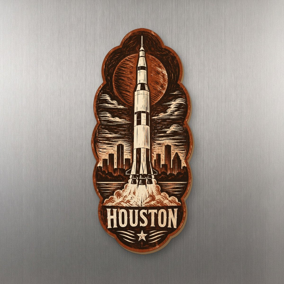 She's Choosing Houston Magnet | Woodcut | S412-M