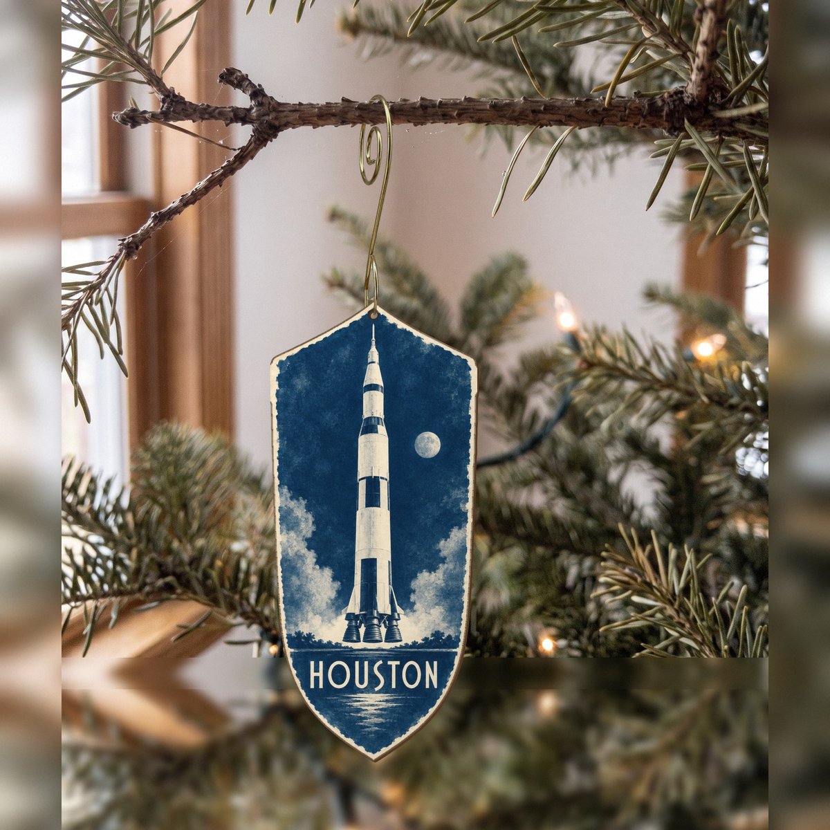 She's Choosing Houston Ornament | Cyanotype-Inspired | S413-O