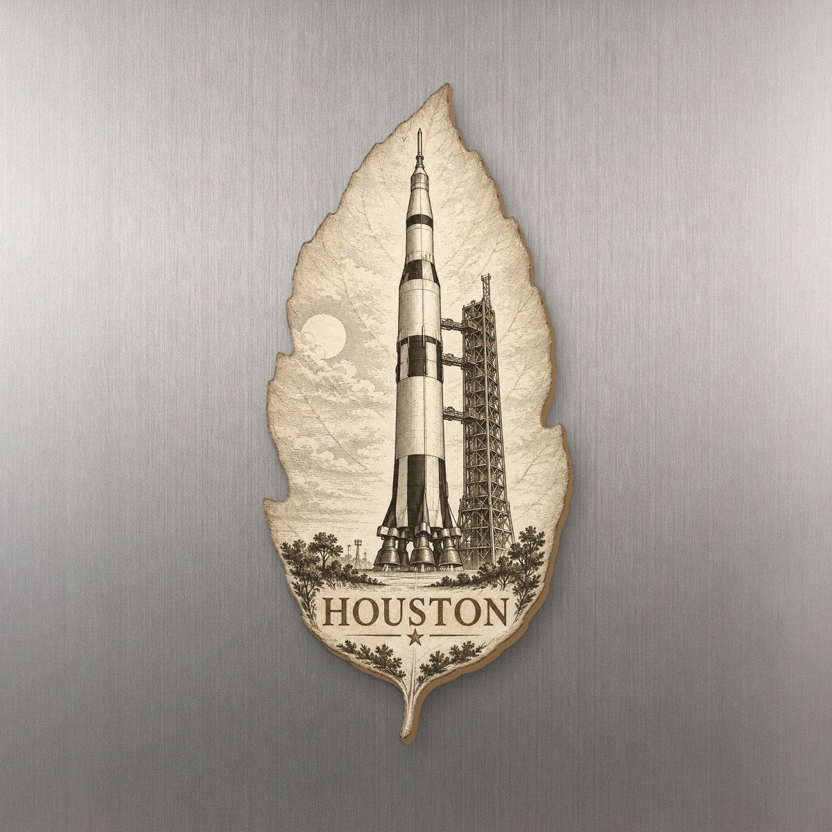 She's Choosing Houston Magnet | Etching-Inspired Linework | S414-M