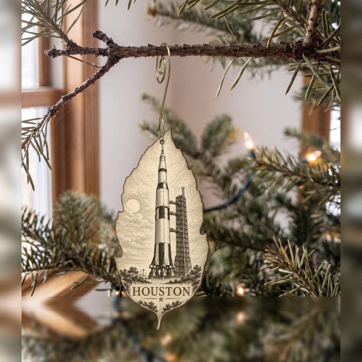 She's Choosing Houston Ornament | Etching-Inspired Linework | S414-O