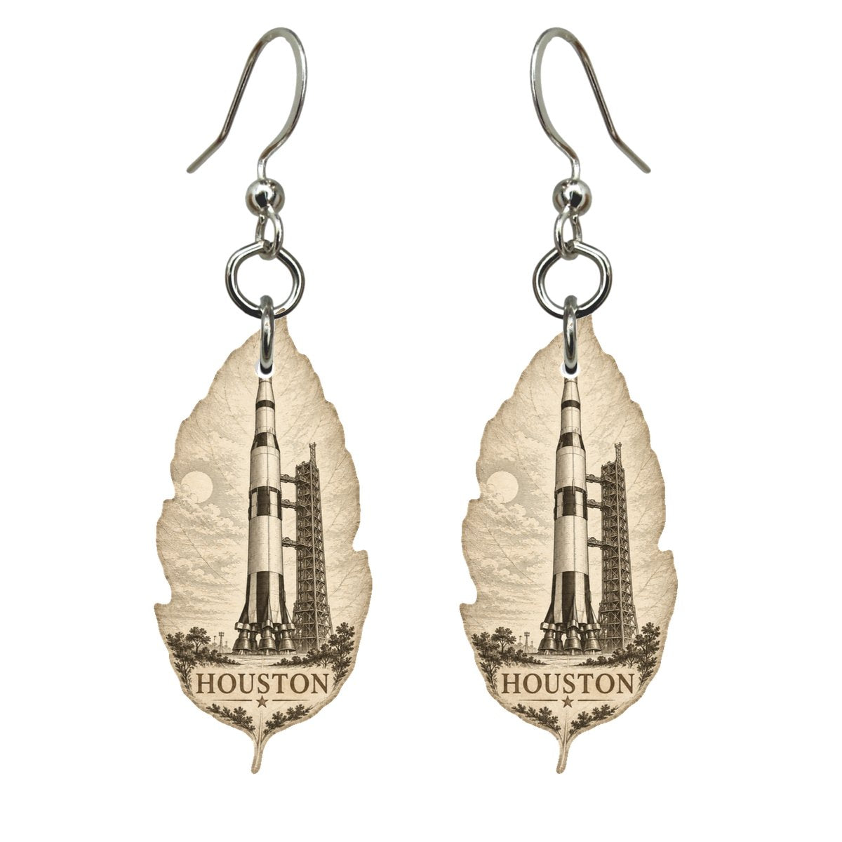 She's Choosing Houston Earrings | Etching-Inspired Linework | S414