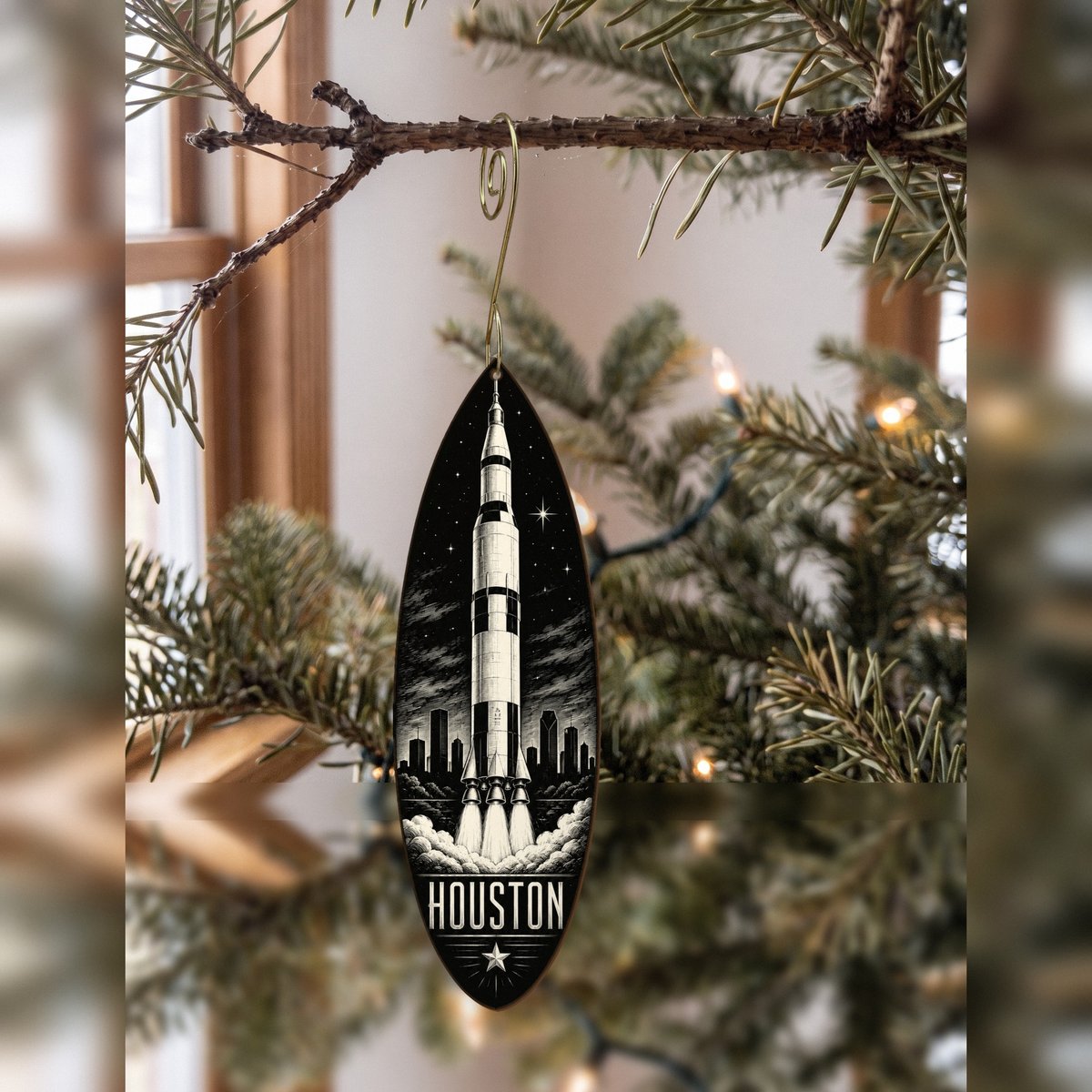 She's Choosing Houston Ornament | Scratchboard | S416-O