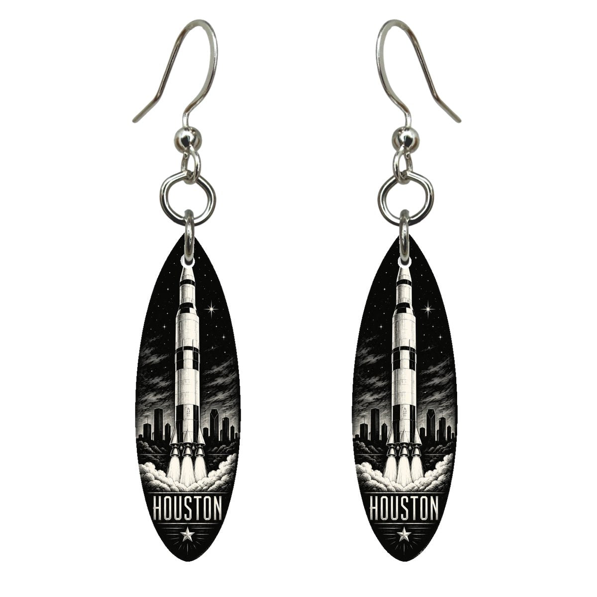 She's Choosing Houston Earrings | Scratchboard | S416