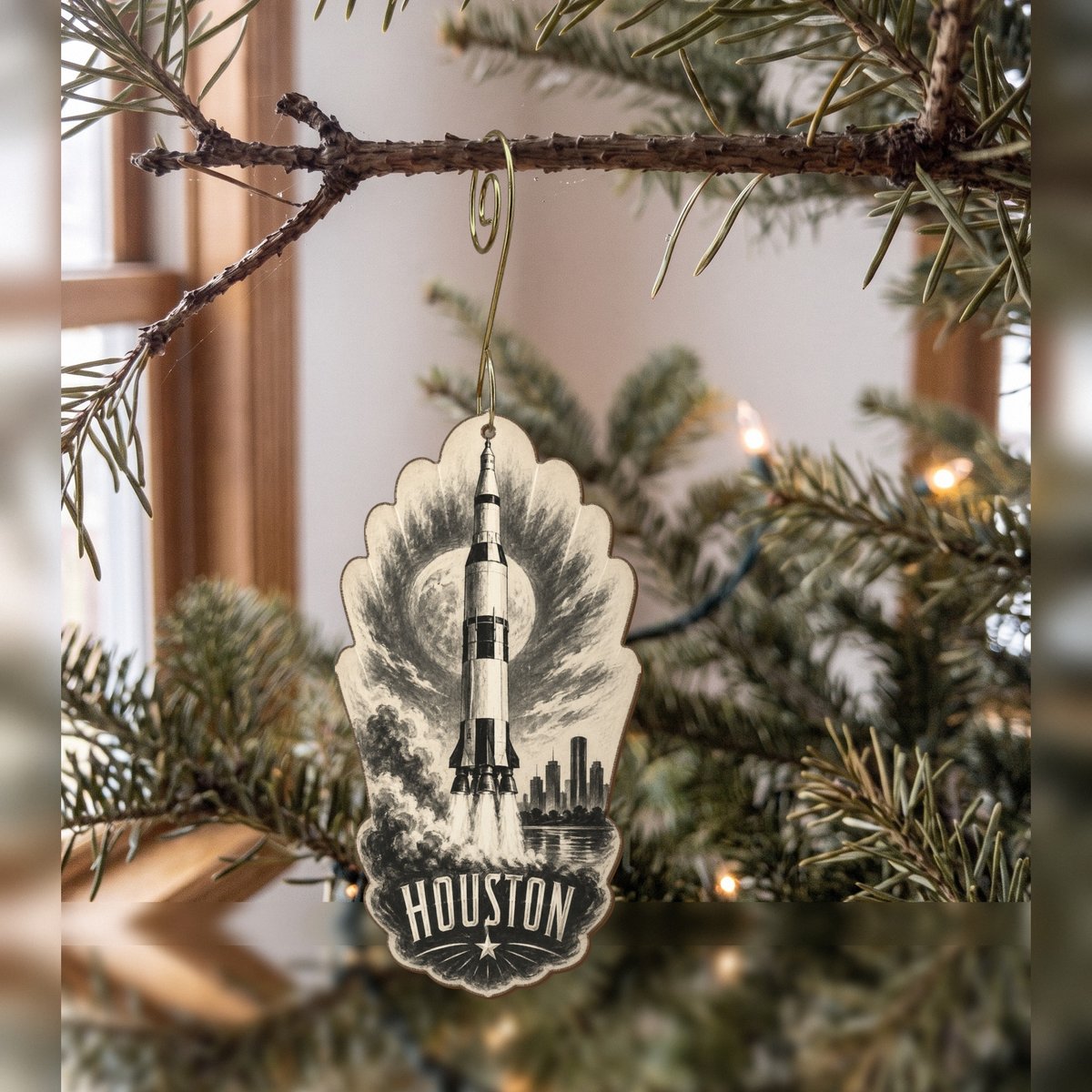 She's Choosing Houston Ornament | Charcoal Gesture | S417-O