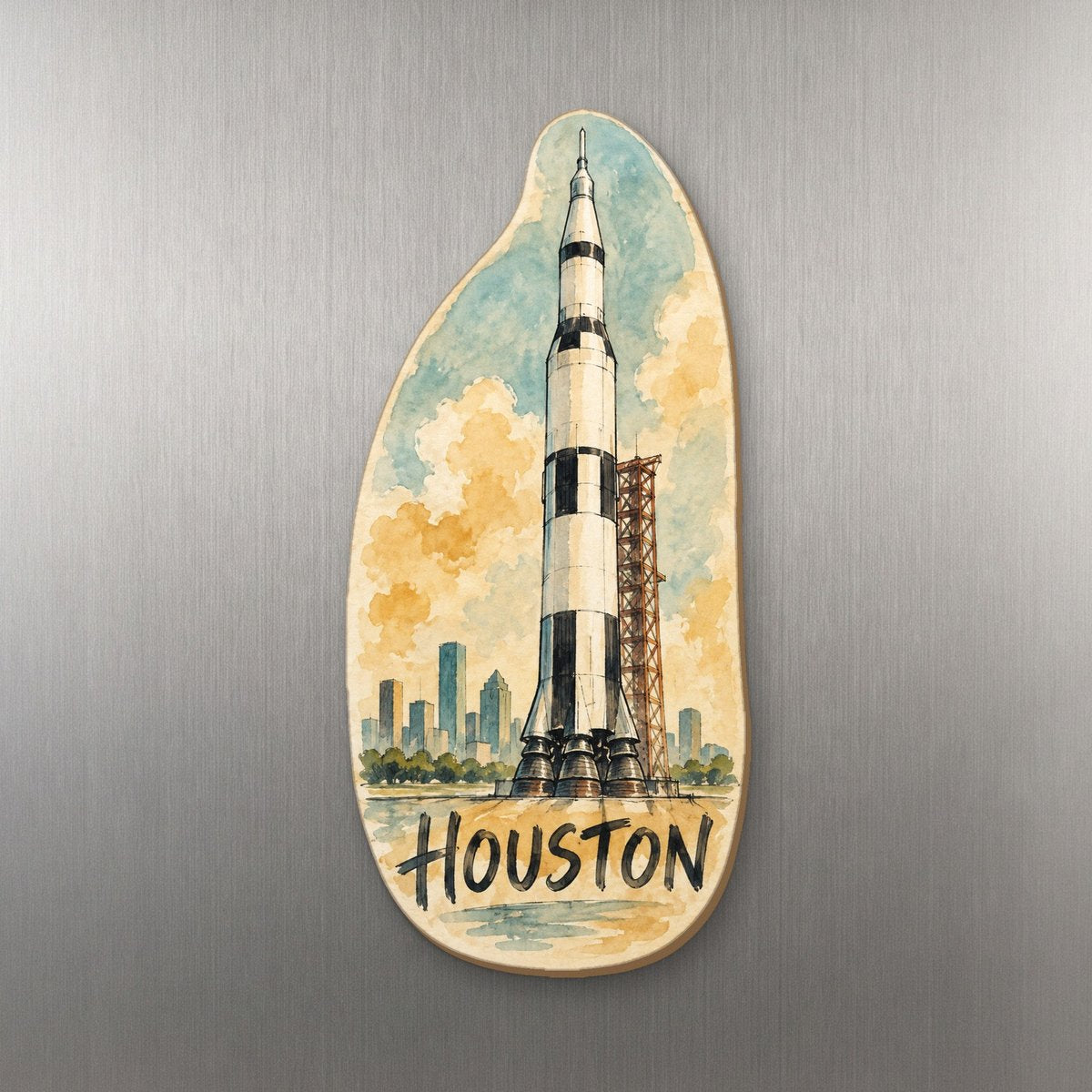 She's Choosing Houston Magnet | Pen and Watercolor Wash | S419-M