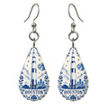 She's Choosing Houston Earrings | Blue-And-White Ceramic Illustration | S421
