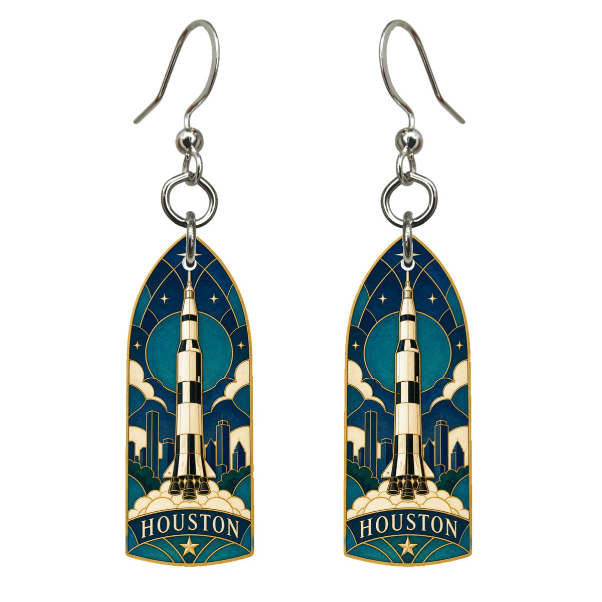 She's Choosing Houston Earrings | Cloisonné-Inspired Graphic | S422