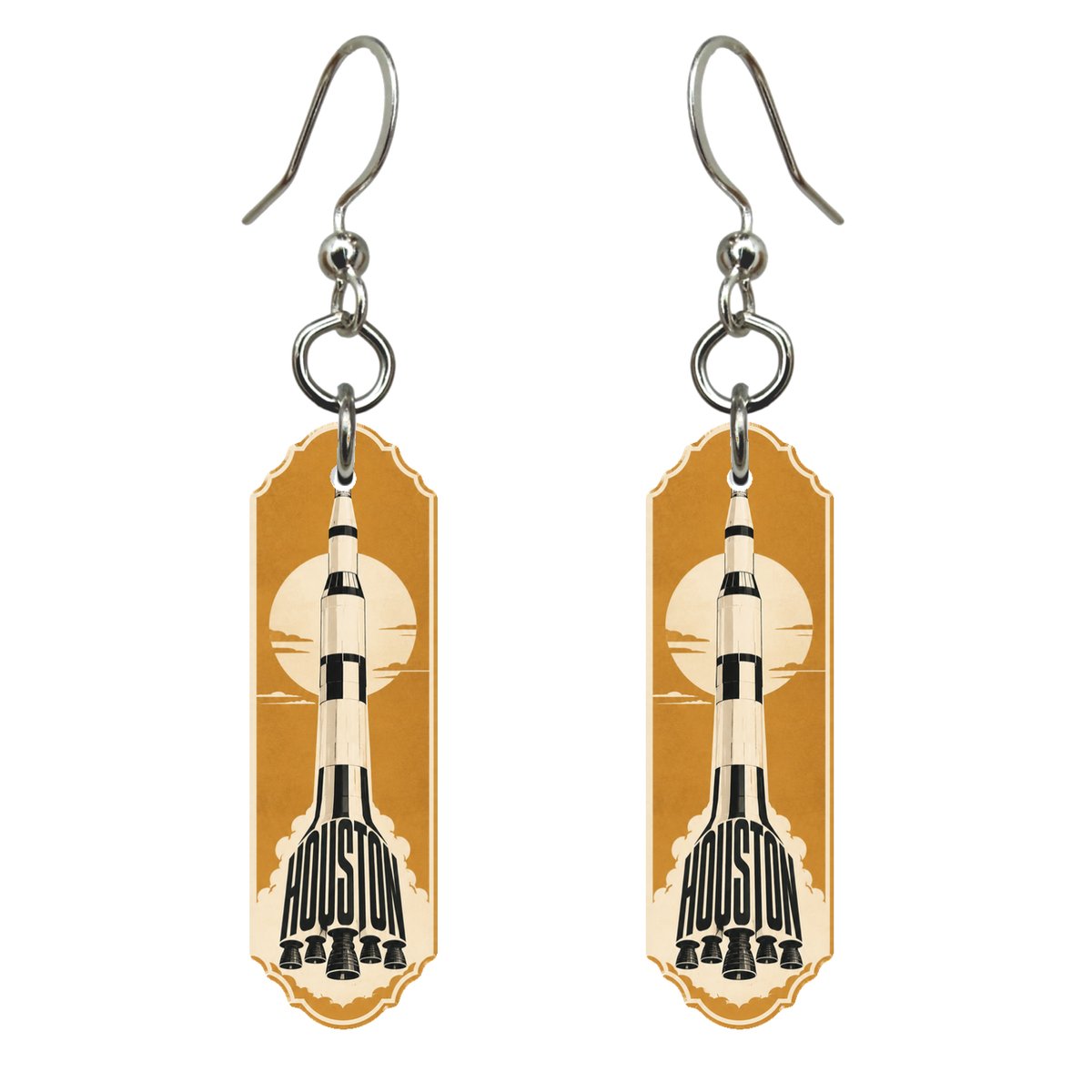 She's Choosing Houston Earrings | Typographic Illustration | S423