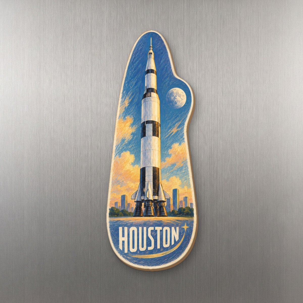 She's Choosing Houston Magnet | Colored Pencil over Gouache | S424-M