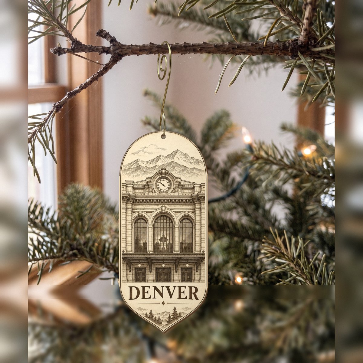 She's Choosing Denver Ornament | Etching-Inspired Linework | S432-O