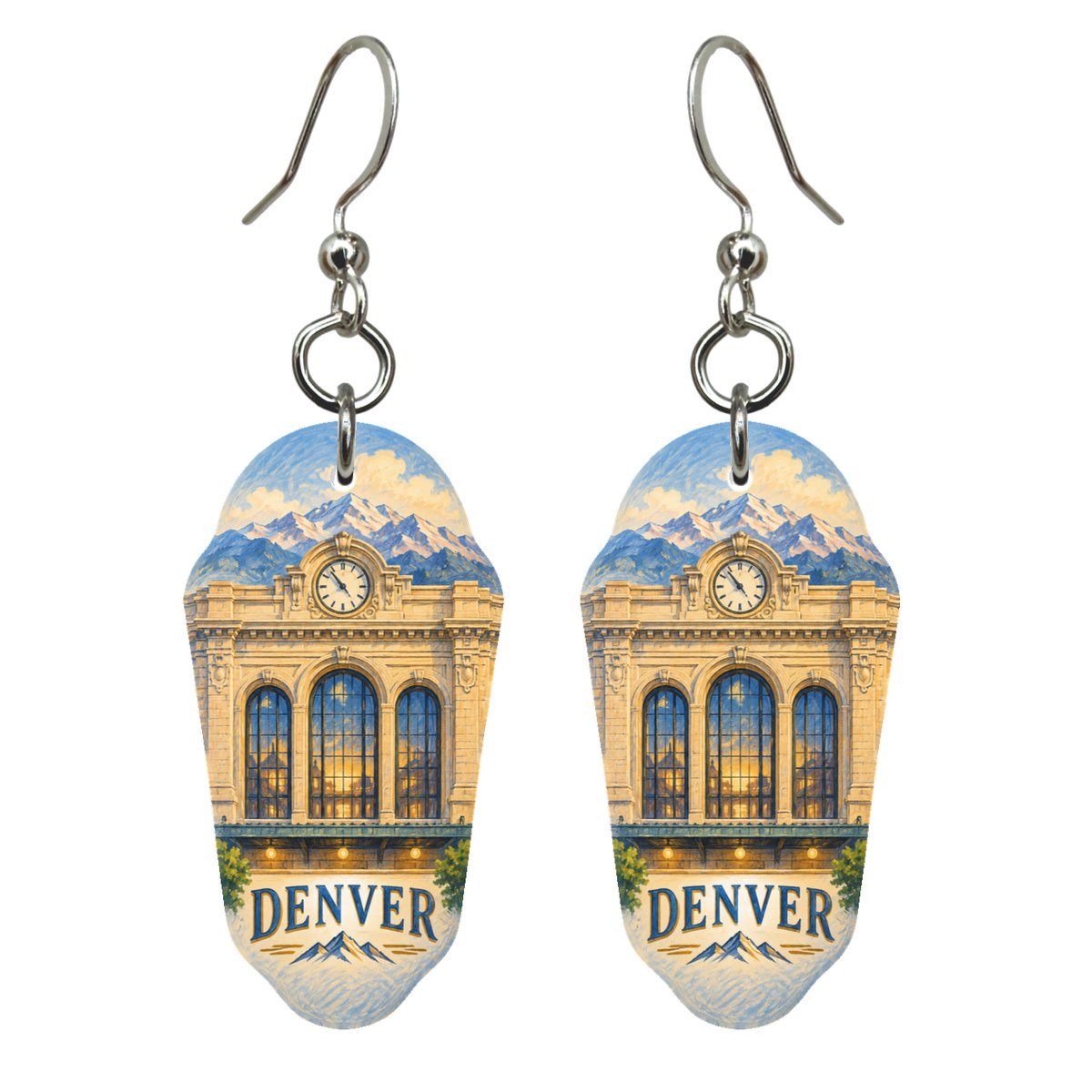 She's Choosing Denver Earrings | Colored Pencil over Gouache | S442