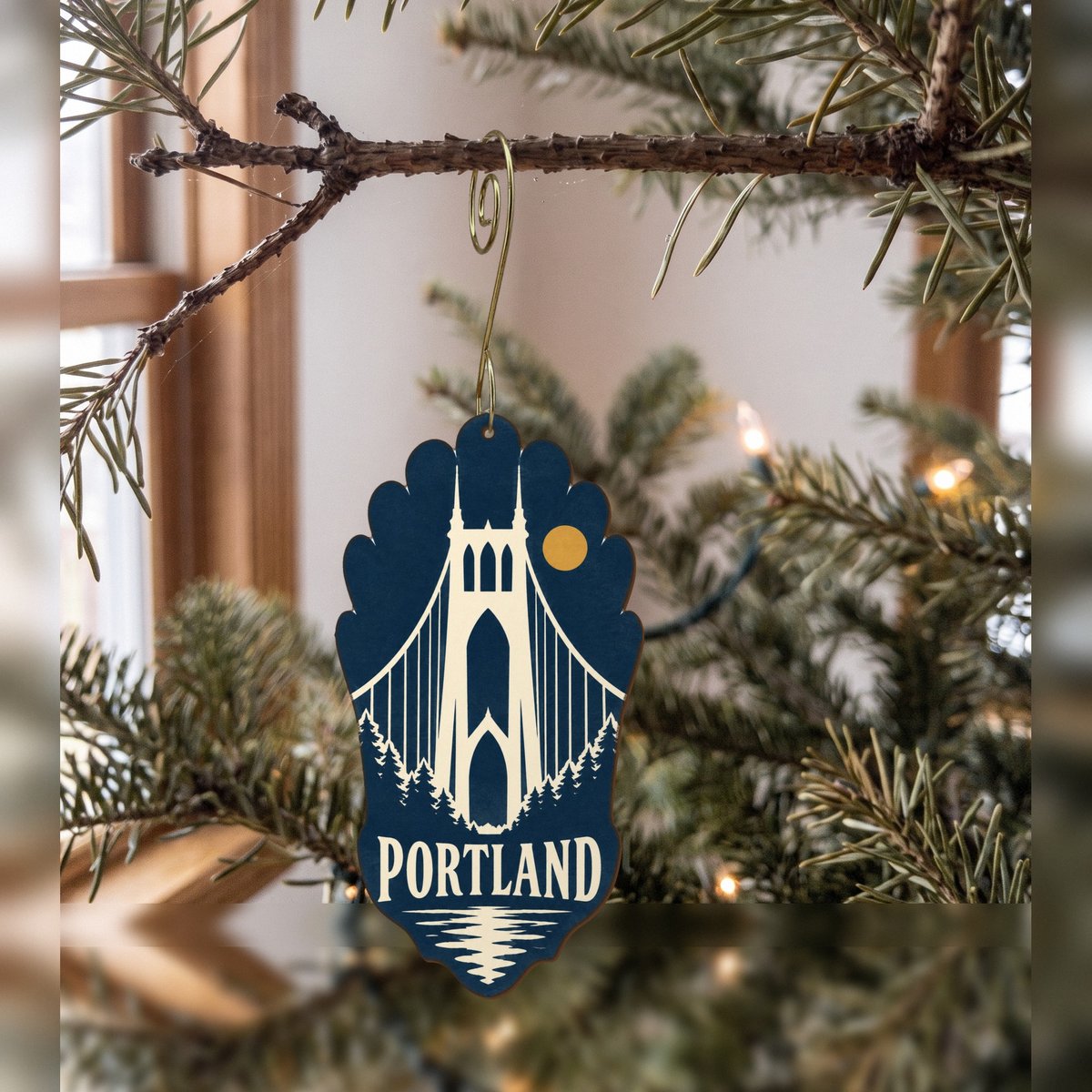 She's Choosing Portland, Oregon Ornament | Negative-Space Silhouette | S443-O